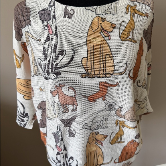 Made In Italy Sweaters - Made in Italy One Size Dog Lovers Dolman Sleeve Lightweight Sweater